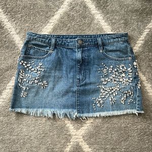 Rhinestone Free People Denim Skirt Size 4
